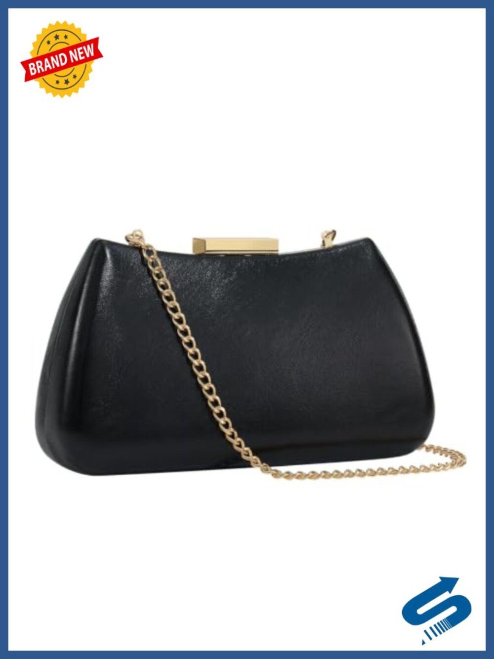 Faux Leather Evening Clutch with Detachable Chain Strap